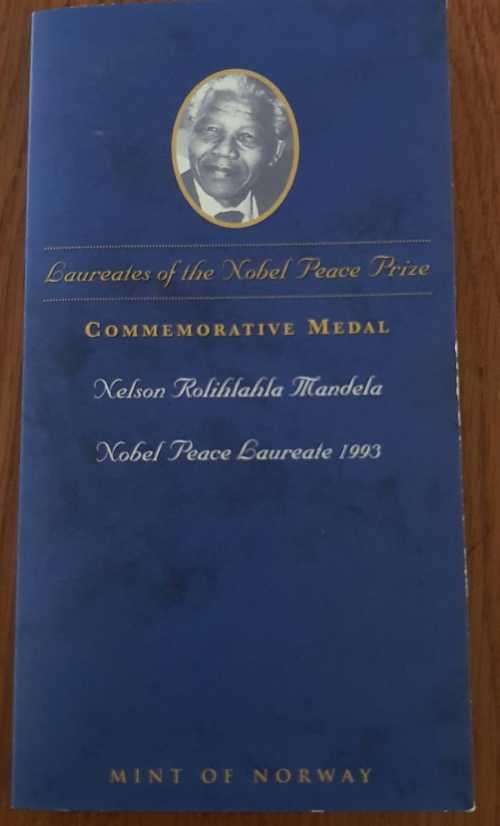 Nelson Mandela NOBEL PEACE LAUREATE 1993 COMMEMORATIVE MEDAL on Auction Now!!!