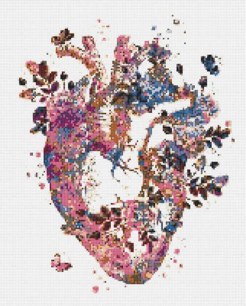 Anatomy 3 Cross Stitch Pattern PDF - Heart Watercolor Cross Stitch Pattern
