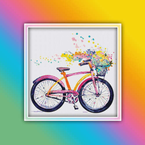 Bicycle 1 Cross Stitch Pattern PDF - Watercolor Cross Stitch Pattern