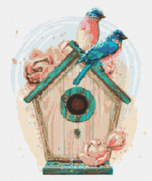 Bird House 3 Cross Stitch Pattern PDF - Watercolor Cross Stitch Pattern
