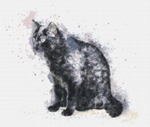 Black Cat 1 Cross Stitch Pattern PDF - Watercolor Cross Stitch Pattern