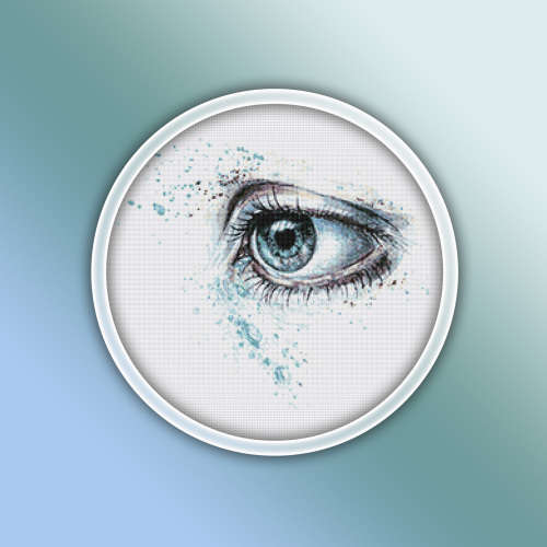 Blue Eye 1 Cross Stitch Pattern PDF - Watercolor Cross Stitch Pattern