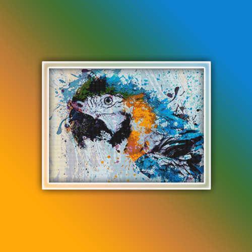 Blue Macaw Parrot Cross Stitch Pattern PDF - Watercolor Cross Stitch Pattern