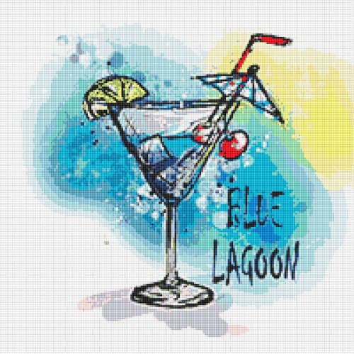 Blue Lagoon Cross Stitch Pattern PDF - Cocktail Watercolor Cross Stitch Pattern