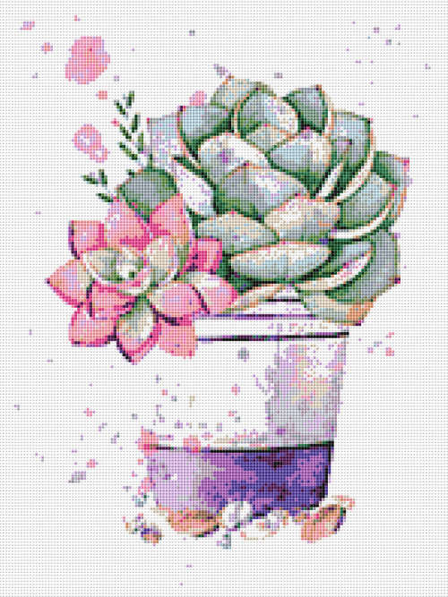 Cactus 4 Cross Stitch Pattern PDF - Succulents Plant Watercolor Cross Stitch Pattern