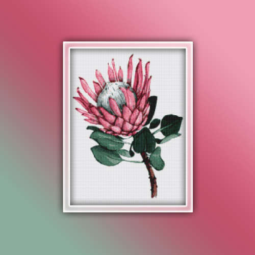 Protea 4 Cross Stitch Pattern PDF - Flower Plant Watercolor Cross Stitch Pattern