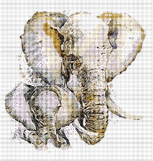 Elephants 1 Cross Stitch Pattern PDF - Big Five Watercolor Cross Stitch Pattern