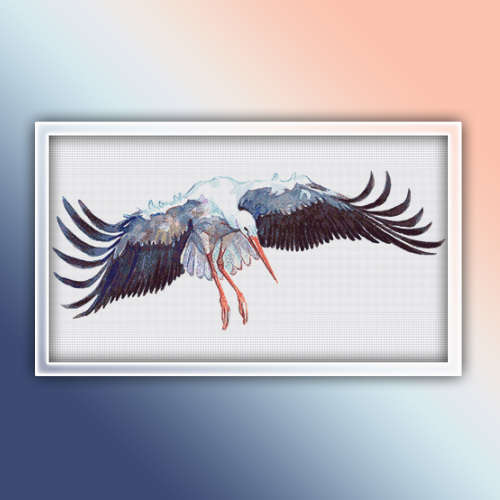 Crane Cross Stitch Pattern 1 PDF - Bird Watercolor Cross Stitch Pattern