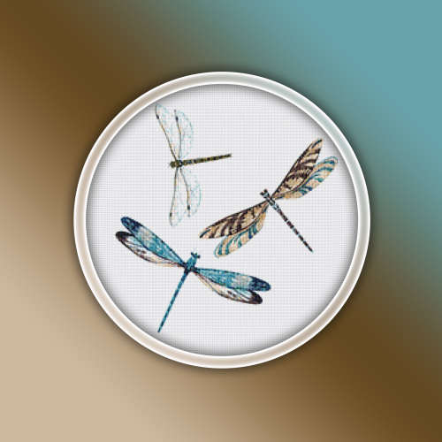 Dragonflies Cross Stitch Pattern 1 PDF - Dragonfly Insect Watercolor Cross Stitch Pattern