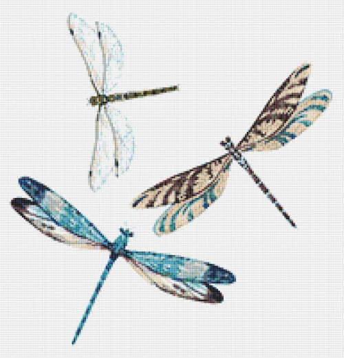 Dragonflies Cross Stitch Pattern 1 PDF - Dragonfly Insect Watercolor Cross Stitch Pattern