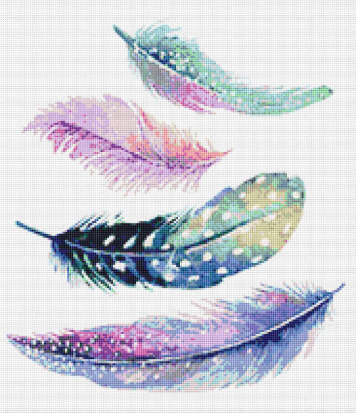 Feather 8 Cross Stitch Pattern PDF - Watercolor Cross Stitch Pattern