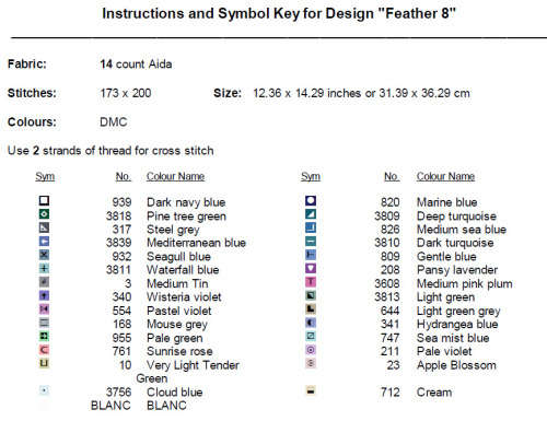 Feather 8 Cross Stitch Pattern PDF - Watercolor Cross Stitch Pattern