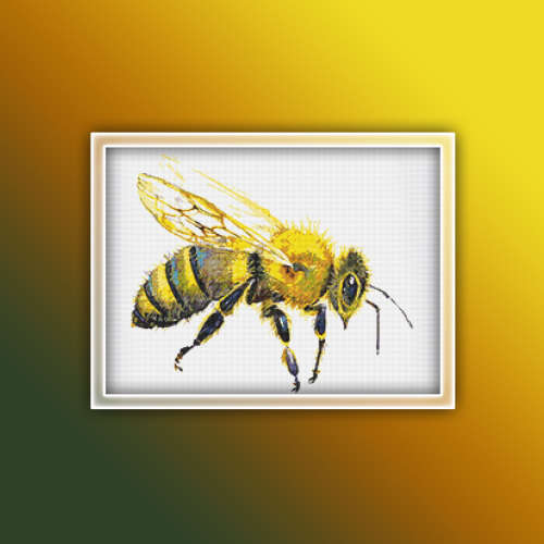 Honey Bee 1 Cross Stitch Pattern PDF - Insect Watercolor Cross Stitch Pattern