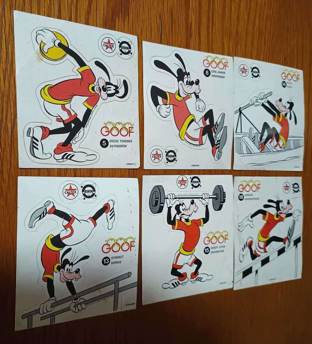 1970's Caltex Goofy Olympics collectable stickers