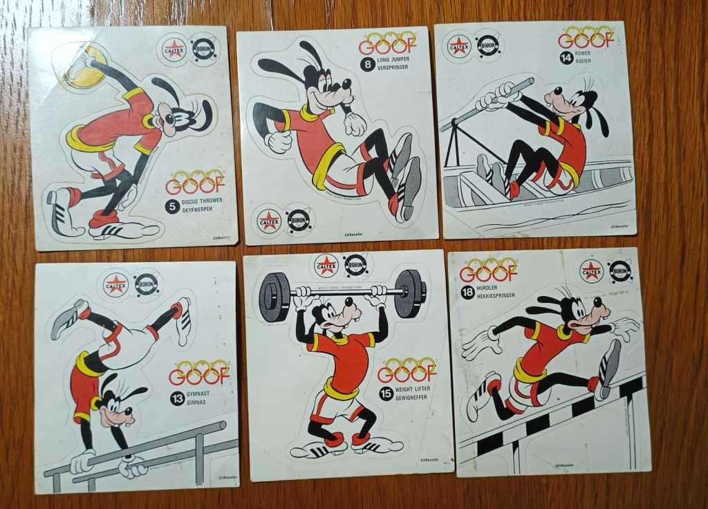 1970's Caltex Goofy Olympics collectable stickers