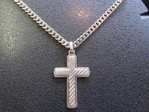 Large Sterling Silver Cross & Chain