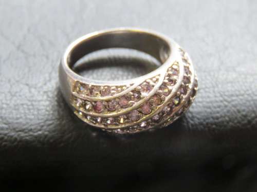 A Stunning Sterling Silver Ring with Pale Pink Stones