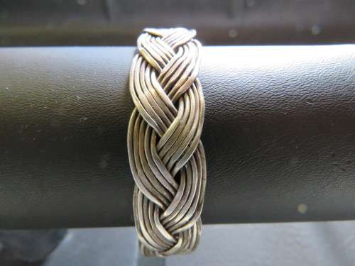 Vintage Sterling Silver Plaited Cuff Bangle