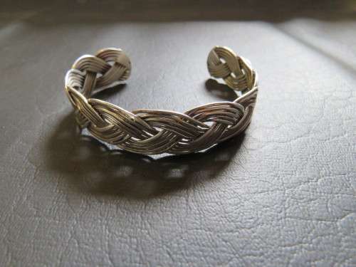 Vintage Sterling Silver Plaited Cuff Bangle