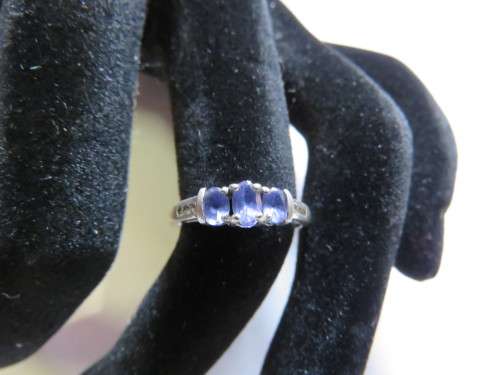 Exquisite Dainty Sterling Silver Ring with Purple Stones