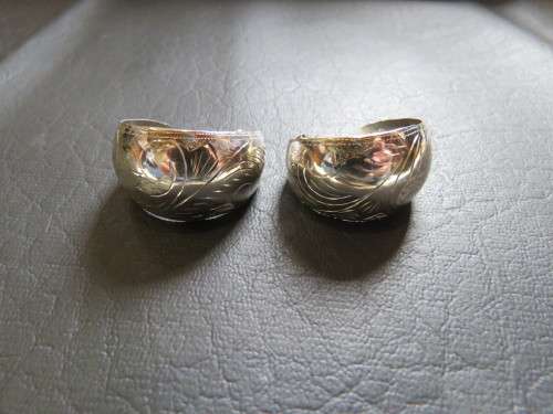 Lovely Large Engraved Sterling Silver Earrings