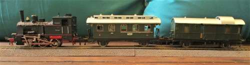 Fleischmann HO T 3 steam machine, BR 89 1315, rare collectors item in top condition and 2 wagons