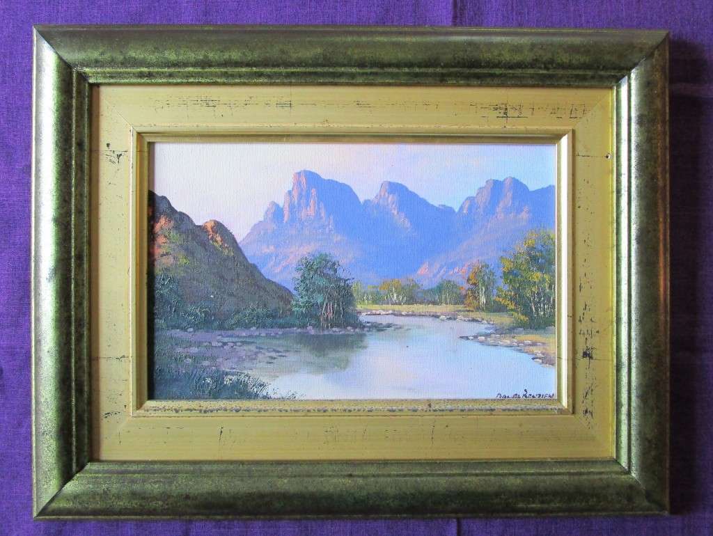Donita Benzien, oil painting, Bergriver, Gordon`s - Bay, Cape Town with certificate