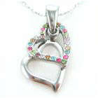Silver double heart necklace