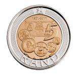 SARB 90th Anniversary R5 Crown Bi-metal 24ct gold plated Proof coin
