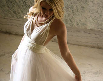 Infinity Wedding Wrap dress with detachable tulle skirt.  Create you own dress!   FREE Garter!!