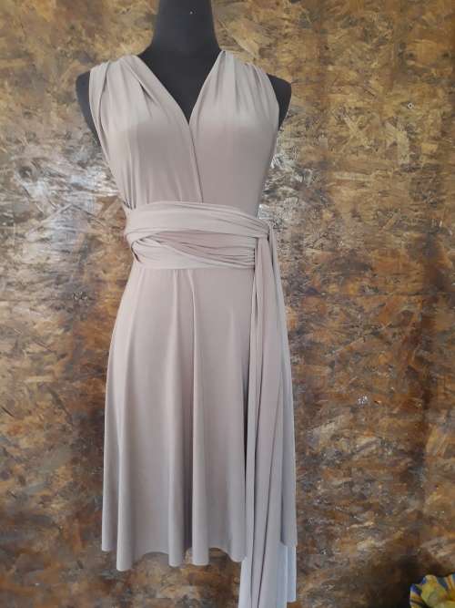 CLEARANCE SALE. Infinity, Convertible, Twist, Wrap dress. Short. Mocha. Size 36 - 40