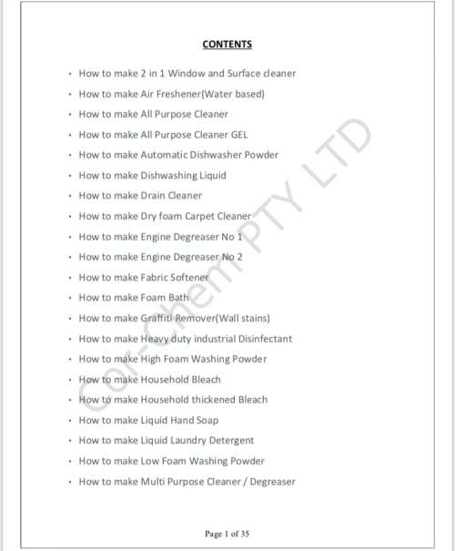 Household Chemical Recipes 30 Recipes