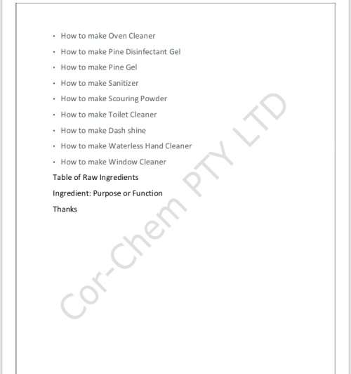 Household Chemical Recipes 30 Recipes