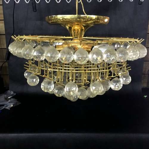 Brass and Resin Chrystal Ball Chandelier