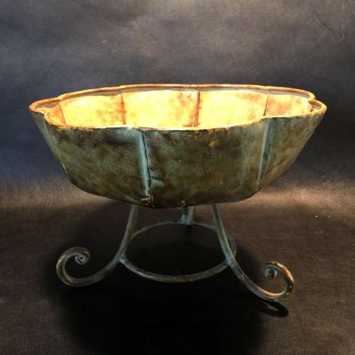 Large Vintage Cast Metal Footed Planter / Bird Bath