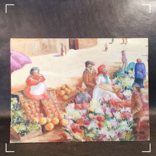 Original S Le Roux "Another day in the Market) Oil on Canvas (400x300)