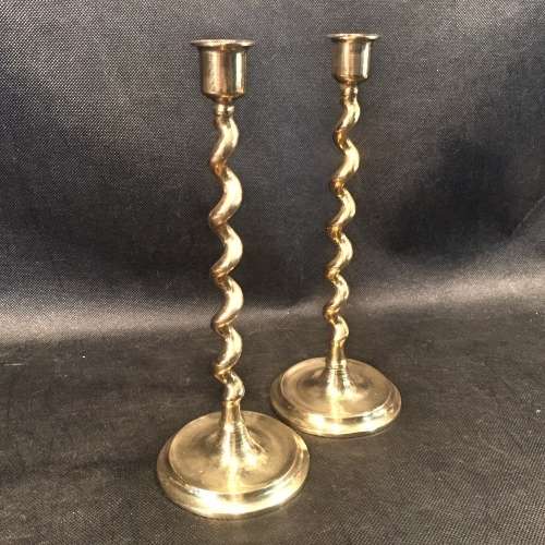 Vintage Oriental Twist Brass Candle Stands (Bid for Both)