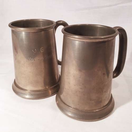 Two English Pewter Clear Base Beer Tankards (Bid for Both)
