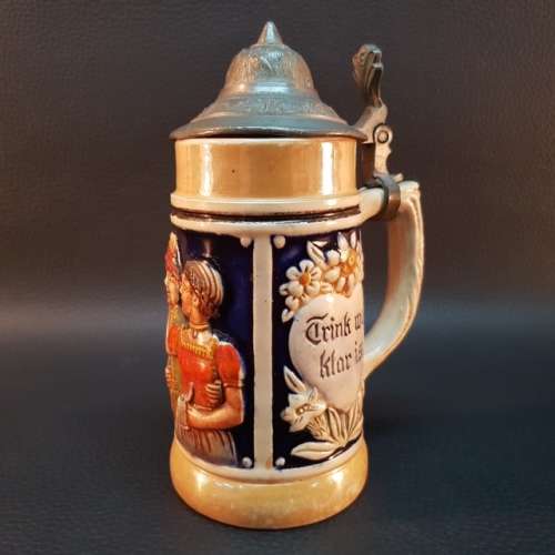 Vintage Porcelain German Beer Stein (150mm - Marked on Base)