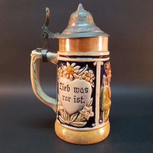 Vintage Porcelain German Beer Stein (150mm - Marked on Base)