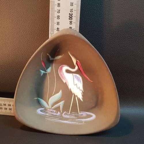 Triangular Hand Painted Oriental Nut Dish