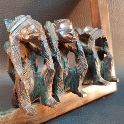 Rare Hand Crafted Wood Three Wise Monkeys
