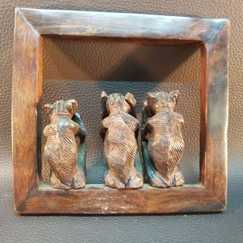 Rare Hand Crafted Wood Three Wise Monkeys