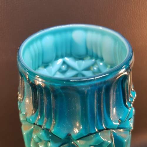 RARE!!! LARGE Vintage 1970's Tiffany Blue with 70's Depressed Motif Vase (100% Perfect)