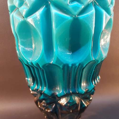 RARE!!! LARGE Vintage 1970's Tiffany Blue with 70's Depressed Motif Vase (100% Perfect)