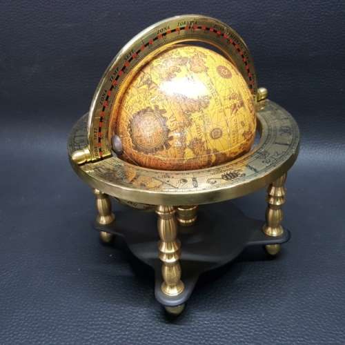 Vintage Highly Detailed Desk Earth Globe with Brass Stand