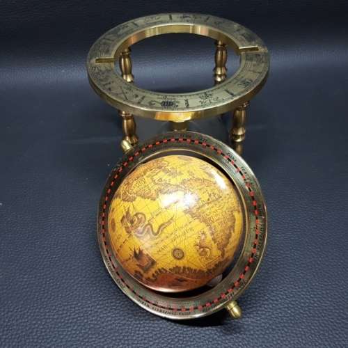 Vintage Highly Detailed Desk Earth Globe with Brass Stand
