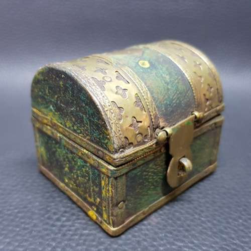 Small Treasure Chest Trinket Box with Decorative Brass Decoration