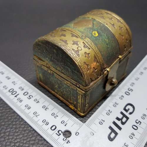 Small Treasure Chest Trinket Box with Decorative Brass Decoration