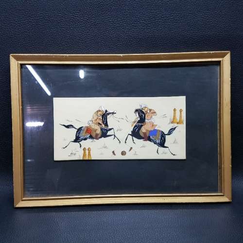 RARE Framed Highly Detailed Middle Eastern Oil on Ivorine Tablet  (300mm x 200mm)